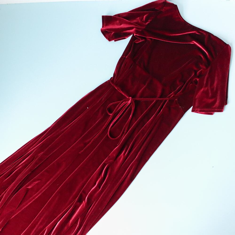 Baltic Born Meghan Mulberry Velvet Wrap Maxi Dress Size Large Formal - Picture 8 of 8